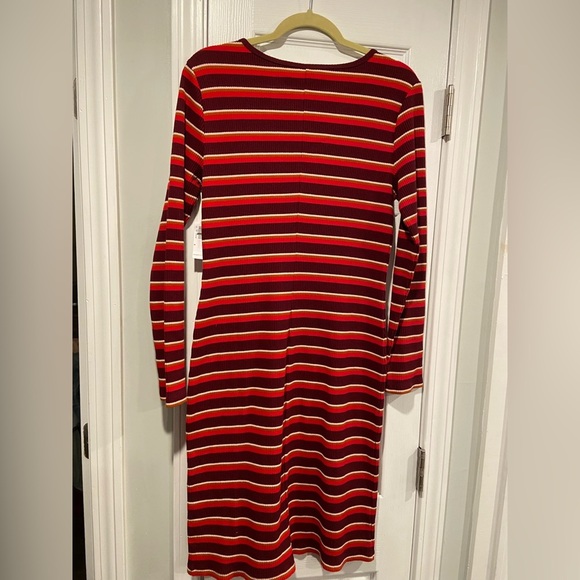 NWT Old Navy Size M Purple Red Stripe Stretch Cotton Ribbed Knit Mini Dress - Picture 7 of 11